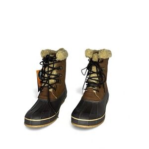 Sporto Duck Boots Women's 6M Brown Waterproof Insulated Faux Fur Lined NWT